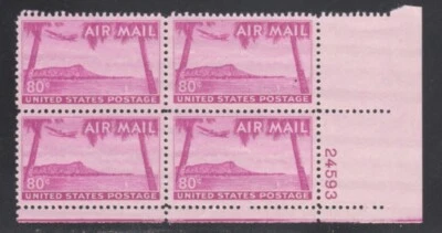 U.S.STAMP #C46 PB4  --   80c HAWAII AIRMAIL  --   MINT - Image 1 of 3