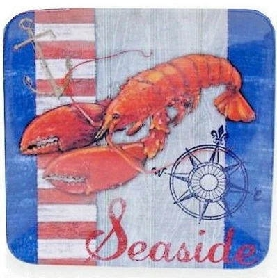 Juego de 4 platos de cena cuadrados de melamina langosta 10,5 playa casa de verano almeja hornear Foto 1 de 4