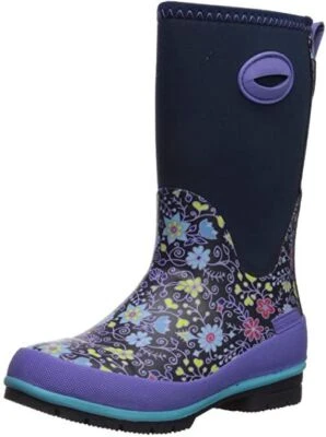 BOTAS DE NIEVE DE LLUVIA DE NEOPRENO DIVERTIDAS FLORALES WESTERN CHIEF NIÑOS AZUL MARINO 2401818B Foto 1 de 4