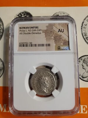 Philip The 1st A.D.244. Roman Empire Coin. Ar Double Denarius. Ngc Holder... - Image 1 of 4