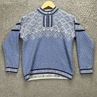 Hanna Andersson 1/4 Zip Jumper Womens Large Blue Fair Isle Pattern Marked