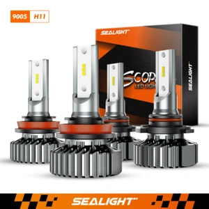 LED Headlight Combo Kit 9005+H11 High Low Beam Bulbs Bright White 6500K - Picture 1 of 20