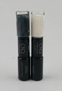2 PACK CND VINYL LUX 2 IN 1 LONG WEAR POLISH & TOP COAT CREAM PUFF & ASPHALT - Picture 1 of 9