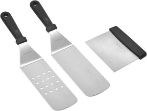 3 Piece Stainless Steel BBQ Spatula, Turner & Scraper Set for Grill - Picture 1 of 7