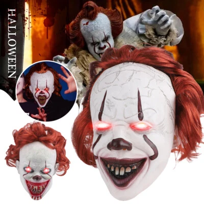 Gruseliges Halloween Clown Maske LED Pennywise Cosplay Maske Stephen Kings Maske - Bild 1 von 4