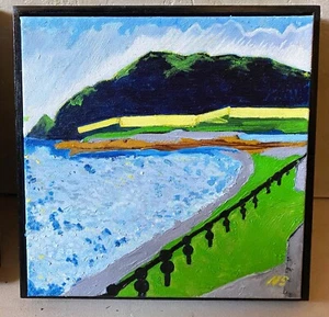 Original Ölgemälde BRAY HEAD Esplanade N Sullivan Irish Ireland Rahmen 11x11x2 - Bild 1 von 2