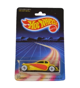 Hot Wheels '37 Bugatti #2526 on Card Yellow All Metal Fenders WW Laser Road Card - Picture 1 of 6