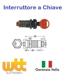 Interruttore a chiave con 2 chiavi per antifurto a 2 posizioni 12Vcc 5A 25mm 12V - Foto 1 di 1