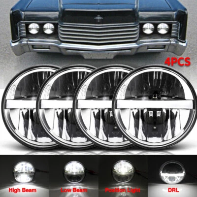 4pcs for Lincoln Continental 5-3/4" 5.75" LED Headlight DRL Angel Eye Hi/Lo Beam - Image 1 of 4