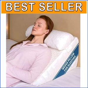 Luxury 7-in-1 Wedge Pillow - Adjustable Head & Leg Elevation Memory Foam Comfort - Picture 1 of 10