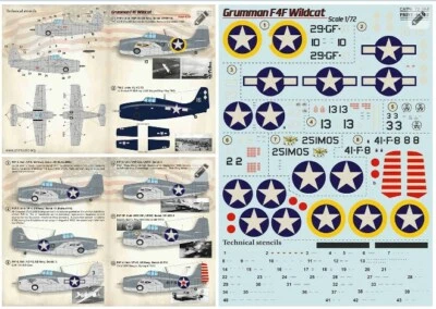 Print Scale 72-384 - 1/72 Gruman F4F Wildcat, wet, dry decal for aircraft - Image 1 of 4