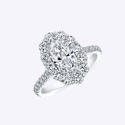 Oval Cut Diamond Ring Lab Grown 2.1 Carat IGI Certified 14k White Gold Size 5 6 - Image 1 of 4