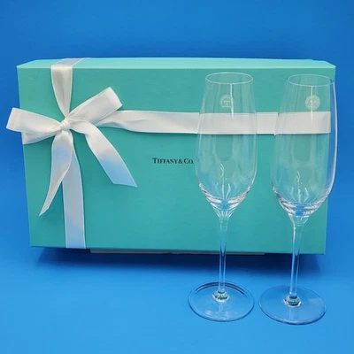 Tiffany & Co 2 flautas de cristal champán 9,5" con caja cinta etiquetas Eslovenia (T1) Foto 1 de 4