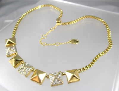 Collar Ajustable Firmado JUICY COUTURE Tono Dorado Pirámide Cristales Transparentes #2 Foto 1 de 4