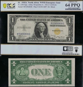 SC 1935a $1 Fr.2306 North Africa WWII Silver Certificate PCGS 64 PPQ (830C) - Picture 1 of 4
