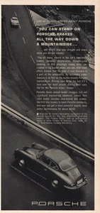 1963 Porsche: Stamp On Porsche Brakes All the Way Down Vintage Print Ad - Picture 1 of 1