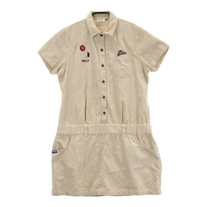 Size:L FILA GOLF Corduroy Short Sleeve One Piece Beige Used STST-0 - Picture 1 of 6