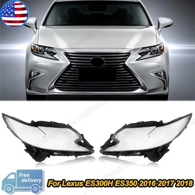 Pair Front Headlight Lampshade Lens Covers For Lexus ES350 ES300h 2016 2017 2018 Foto 1 de 4