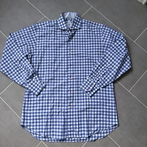 Camisa de vestir Robert Talbott Estate azul a cuadros a cuadros guinga talla 16 41 - Imagen 1 de 9