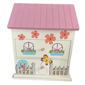 Mädchen Holz entzückendes Landhaus Vogelhaus Motiv Schmuckkästchen/Filzfutter Schubladen - Bild 1 von 7