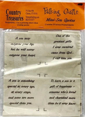 NEW 1990s Country Treasures Talking Quilts Mini-Son Quotes Quilting Kit 17222 - Image 1 of 2