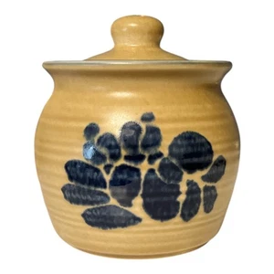 90s-2000s Rowe Pottery Works Lidded Stoneware Crock – Cobalt Blue Floral – Signe - Picture 1 of 5