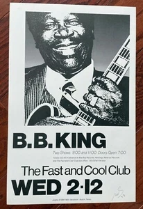 1986 B. B. KING JAGMO SIGNED FAST & COOL CLUB AUSTIN ARMADILLO CONCERT POSTER - Picture 1 of 2