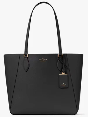 Kate Spade Poppy Large Black Refined Leather Tote Purse KF388 Bag NWT $399 MSRP - Image 1 of 4