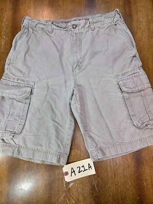 Shorts cargo Perry Ellis algodão cáqui/bege frente plana masculino tamanho 32 X 10 - Imagem 1 de 4