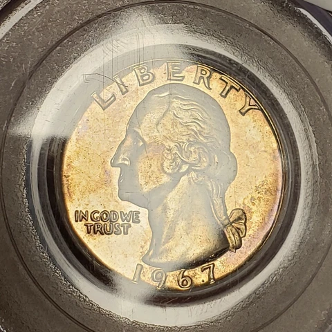 1967 25c Washington Quarter - Magenta Toning - PCGS MS 67 SMS - SKU-X3523 Cover