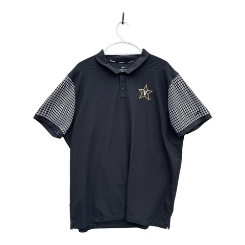 Vanderbilt Commodores Men's Polo Shirt XXL Black Striped Vandy Embroidered Nike Cover
