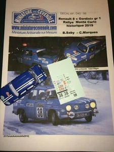 MC43 DECAL ADD 1:43 - R 8 GORDINI - SABY - HISTORISCHE MONTE CARLO RALLYE 2019 - Bild 1 von 1