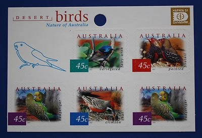 Australia (1995h) 2001 Desert Birds MNH booklet pane (HAFNIA 2001 overprint) - Image 1 of 2