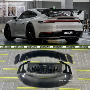 Carbon Fiber GT3 Style Rear Spoiler Wing Fits Porsche Carrera 911 992 2020-2024 - Picture 1 of 21