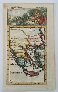 Eclipse View Greek Islands Balkans Illyria 1739 Bourgoin scarce miniature map - Picture 1 of 3