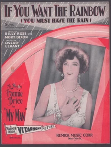 Sheet Music If You Want The Rainbow You Must Have the Rain Fannie Brice 1928 - Picture 1 of 4
