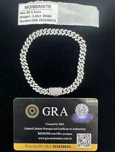 VVS1 Moissanite 8” 6mm Cuban Link Bracelet Sterling Silver Passes Diamnd Tester! - Picture 1 of 7