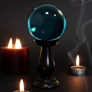 Teal Crystal Ball on Stand Tarot Fortune Teller Psychic Scrying Blue Sphere - Picture 1 of 2