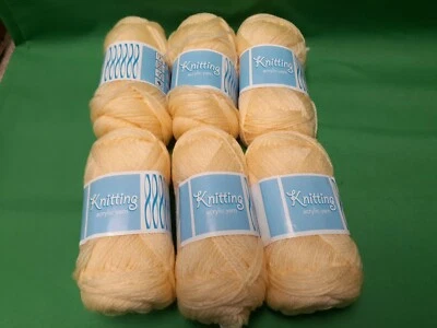Knitting Acrylic Yarn Lot Yellow.  6 Skeins 1.3 ouces - Image 1 of 4