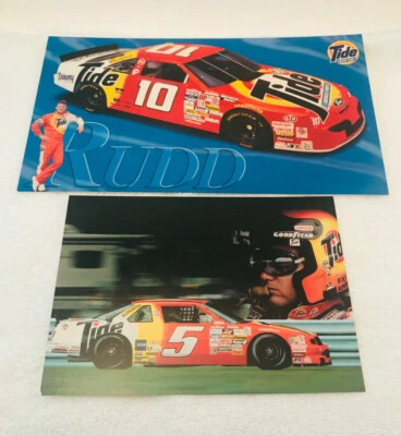 2 tarjetas de héroe de NASCAR Ricky Rudd 1993 1995 Tide Racing Team #5 y #10 Foto 1 de 2