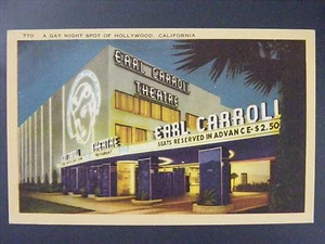 Hollywood California Earl Carroll Theatre Vintage Color Linen Postcard 1930s-40s - Picture 1 of 2