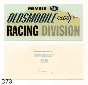 Calcomanía de tobogán acuático Oldsmoble Racing Division de la década de 1960 NOS Hot Rod - Imagen 1 de 1