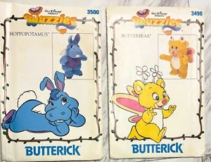 WUZZLES Walt Disney Sewing Pattern Lot of 2 Butterbear & Hoppopotamus UNCUT  Vtg - Picture 1 of 5
