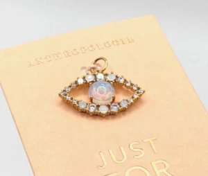 NWT ANTHROPOLOGIE Gold Tone Crystal Eye Charm or Pendant 1" D01 - Picture 1 of 3