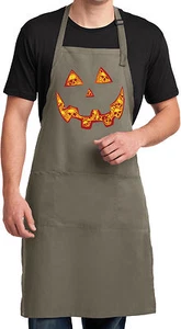 Mens Halloween Jack O Lantern Skull Full Length Apron with Pockets - Picture 1 of 6