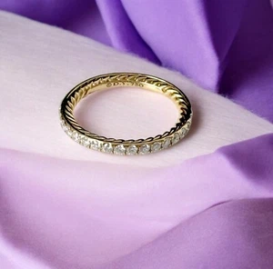 David Yurman 18K Yellow Gold Eden Partway Women's Diamond Band Size 3US - Imagen 1 de 4