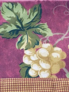 2 Waverly Curtain Valance Burgundy Yellow Lemon Pear Grapes Fruit Checkered EUC - Picture 1 of 11