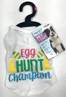 Camiseta única Petz perro mascota campeón caza huevos blanco huevo de Pascua y conejito talla XS Foto 1 de 4