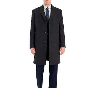 Michael Kors Men's Classic Fit Single-Breasted Wool Blend Overcoat Gray Size 48R - Picture 1 of 16