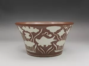 Chinese Ming dynasty purple gold glaze bowl with lotus and fish pattern D:16.1cm - Picture 1 of 23